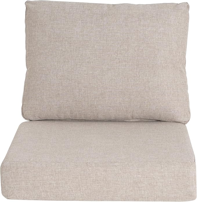 GDFStudio Outdoor Club Chair Cushion Set,5" Thick Water-Repellent Seat & Back Cushions,UV-Resistant Fabric,All-Weather Comfort Pads for Patio,Deck,Garden,Backyard Seating,Beige