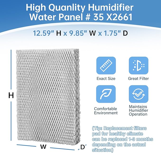 35 Water Panel Humidifier Filter Pad Compatible with Lennox Healthy Climate 35 X2661 for HCWB3-17, HCWB2-17, HCWP2-18, HCWP3-18, WB2-17, WB3-17, WP2-18, WP3-18 Series Humidifiers - 2 Pack