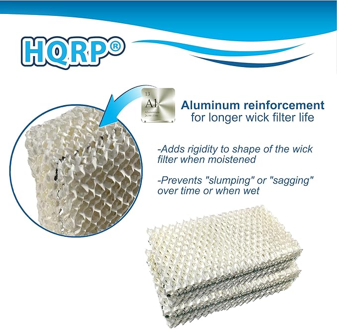 HQRP Humidifier Wick Filter Compatible with Sears Kenmore 14909, 14912, 32-14912, 42-14912, Emerson Essick Air AIRCARE HDC-2R & HDC-411, BestAir E2R Replacement, 6-Pack