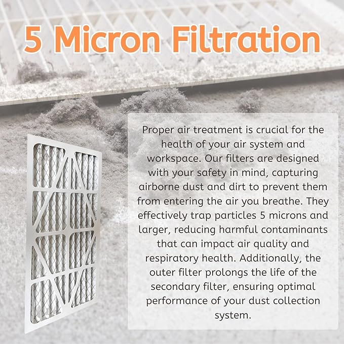 Nispira 1044 3415AF5 5-Micron MERV 11 Outer Air Filter Replacement for WEN 1044 CFM 1270 Air Filtration Systems 11.5 x 23.6 Inches, 6 Packs
