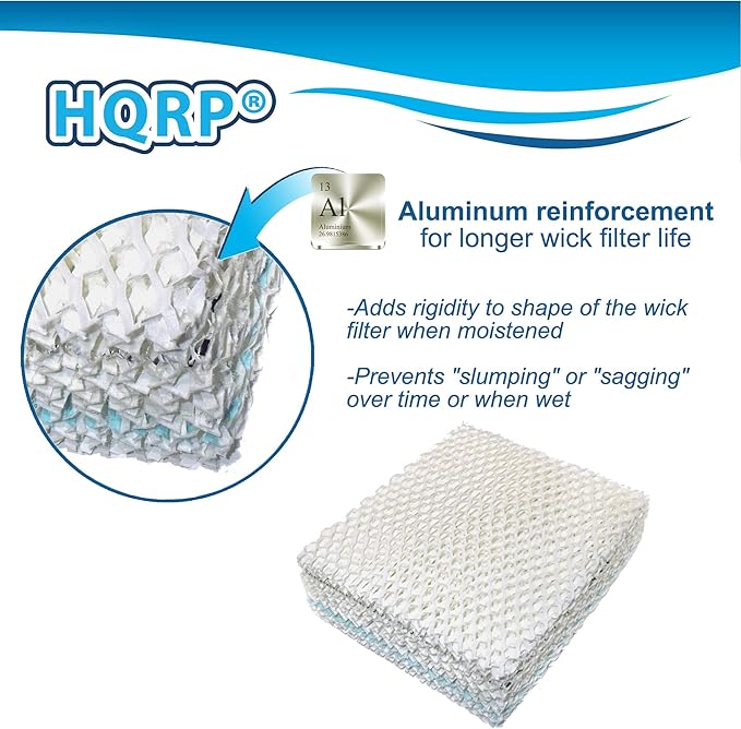 HQRP 2-Pack Wick Filter Replacement Compatible with Bemis Essick Air AIRCARE SS390DWHT, 826000, 826800, 826600, 826900, 821000, 821001, 831000 Evaporative Humidifiers