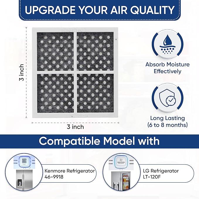 Replacement for LG LT120F Refrigerator Air Filter 3 Pack, Kenmore Elite 469918, 9918, ADQ73214404, ADQ73334008, ADQ73214402