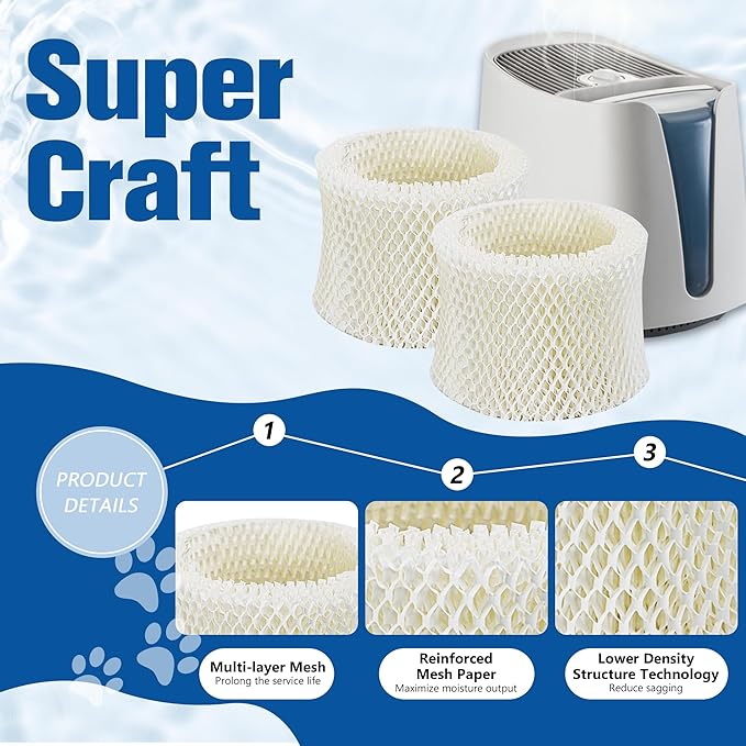 Funmit Humidifier Filters Replacement for Honeywell Humidifier Filter HAC-504 HAC-504AW and Honeywell Filter A, Replacement for Honeywell HCM-350 HCM-500 HCM600 Cool Mist Humidifiers, 6 Pack, White