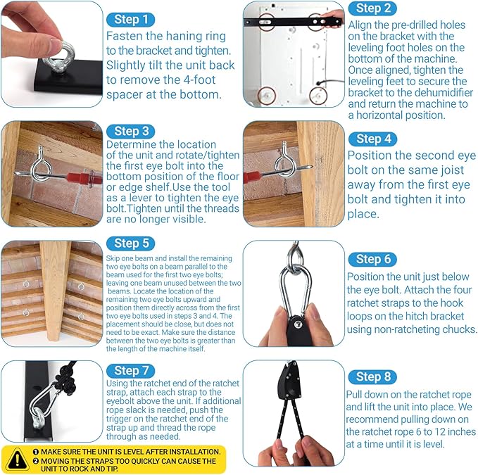 Dehumidifier Hanging Kit, Dehumidifier Joist Hanging Kit for Crawl Space and Basement Dehumidifiers, Helps Reduce Noise and Vibration of The Unit