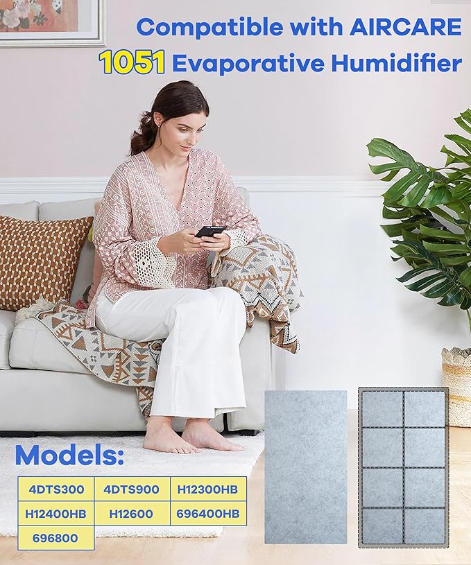 2 Pack Activated Carbon filters Compatible with AIRCARE 1051 Evaporative Humidifier, Essick Air Part # 1051-Models 4DTS300, 4DTS900, H12300HB, H12600,H12400HB,696800,696400HB