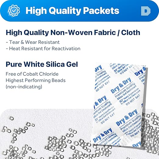 30 Gram Pack of 10 Dry&Dry Silica Gel Packets Desiccant Dehumidifiers