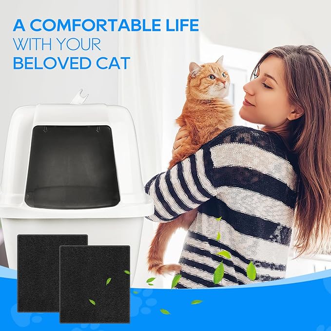 Litter Box Filter Compatible with Van Ness Large Cat Litter Box CP6, Charcoal Filters Replacement for Hooded Cat Litter Boxes & Pans,Carbon Odor Filters for Pureness F6 Zeloite Air Filter 6PCS