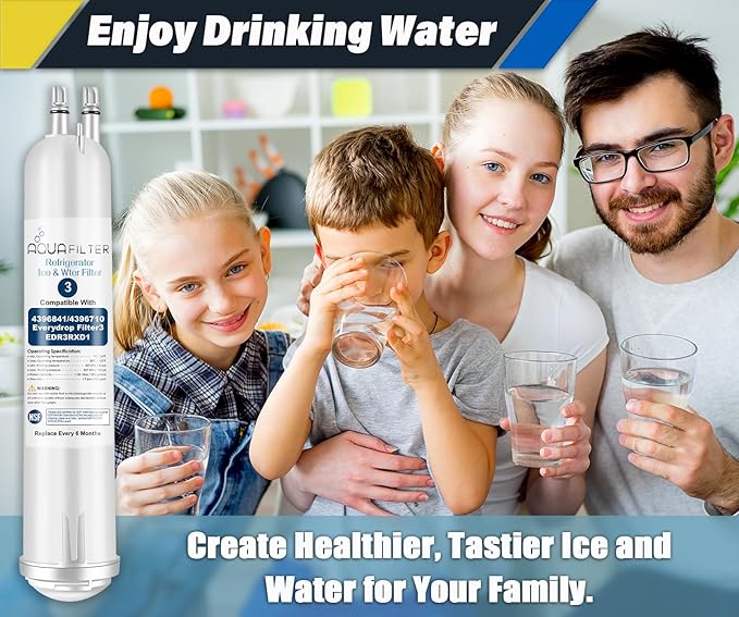 FILTER3 4396841 Refrigerator Water Filter Replacement Compatible with 4396841 4396710 EDR3RXD1 EDR3RXD1B Filter 3 P1WB2 P2RFWG2, 46-9030, Pur W10121145 W10121146 (1-PACK)