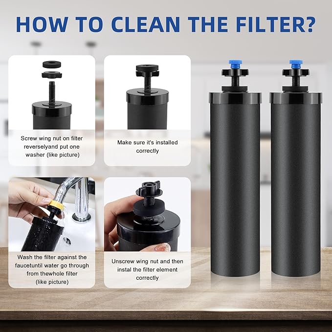 Activated Carbon Water Filters Compatible with Berkeyยฎ Gravity Water Filtration System Replace BB9-2ยฎ Black Purification Elements, 2 Pack Water Filters for 6000 Gallon Water
