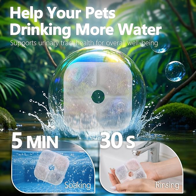 12-Pack Cat Fountain Filter Replacement Compatible with Catit PIXI Water Fountain 85oz/2.5L, Cat Water Fountain Filter Replacement Triple Action Water Filters