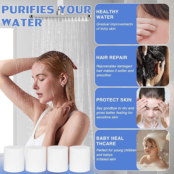 4 Pack 20 Stage Shower Filter Replacement Cartridge, Universal Compatible Shower Head Filter for Hard Water, Microporous Pressurization Design Saving Water High output, 10000 Gallon 3 Month
