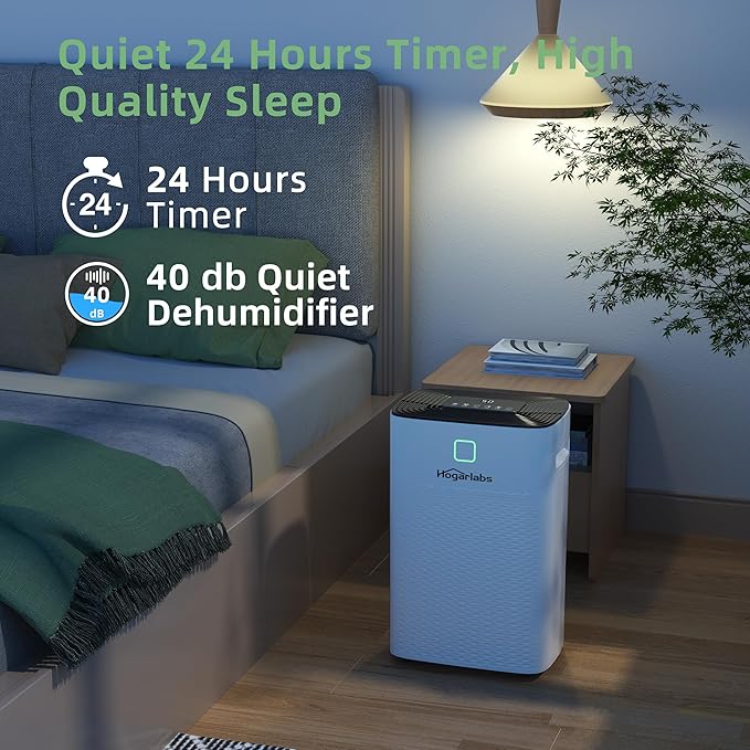 50 Pint Smart Dehumidifiers for Home and Basements, with 3 Working Modes, Overflow Protection, and Auto Shut off Restart. Ultra Silent Dehumidifier with Drain Hose and Digital Control Panel.