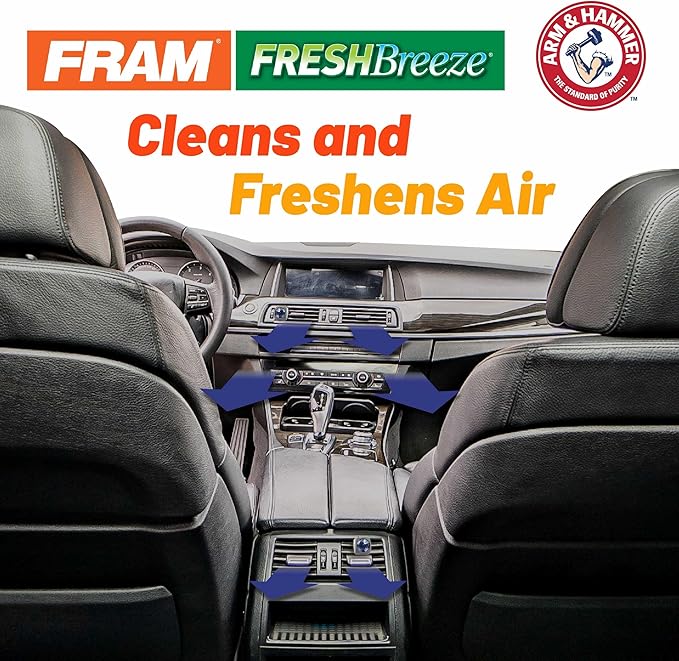 FRAM Fresh Breeze Cabin Air Filter Replacement for Car Passenger Compartment w/ Arm and Hammer Baking Soda, Easy Install, CF11179 for Audi Vehicles