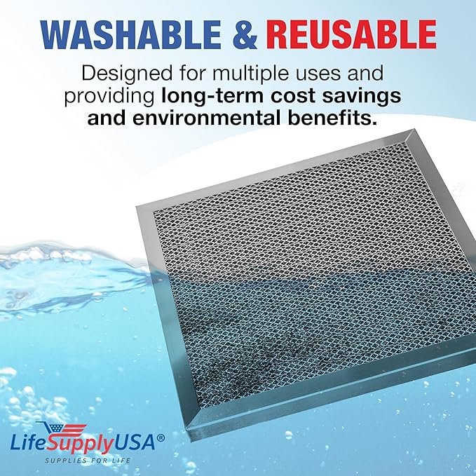 12x12x1 Electrostatic Air Filter, MERV 8, Washable, Reusable Furnace AC/HVAC Filter, Energy Saving, Easy to Clean, Long-Lasting by LifeSupplyUSA