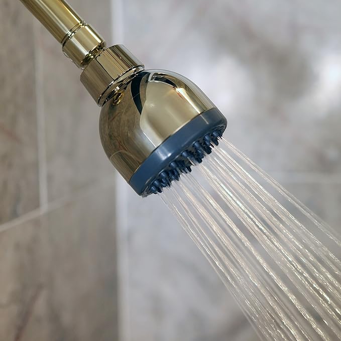 Aqua Elegante Low Water Pressure Shower Heads - Best High Pressure Boosting Wall Mount Showerhead - Indoor And Outdoor Modern Bath Spa Head, 2.5 GPM - Polished Brass