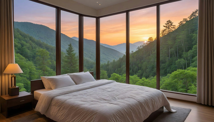 Cozy bedroom with purified air and soft light