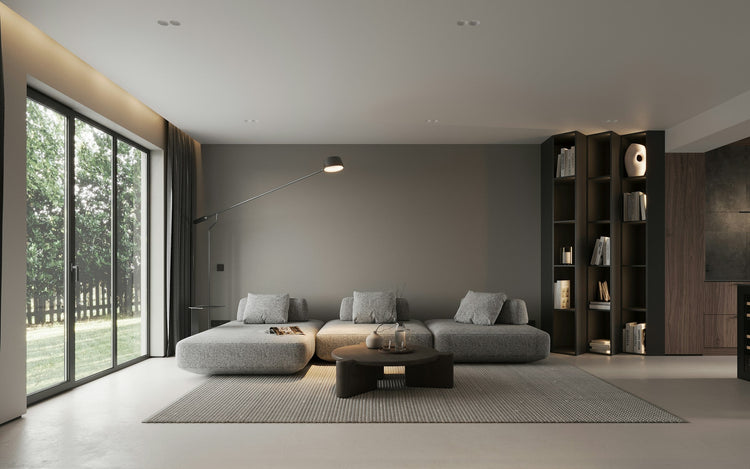 Spacious modern living room with clean air