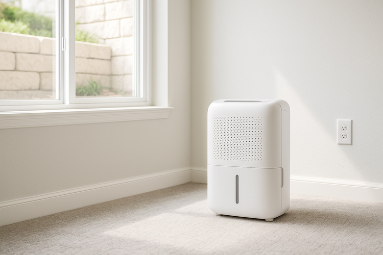 Basement with dehumidifier running