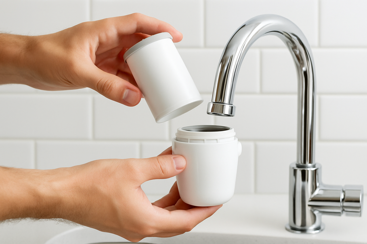 Replacement filter for faucet close-up