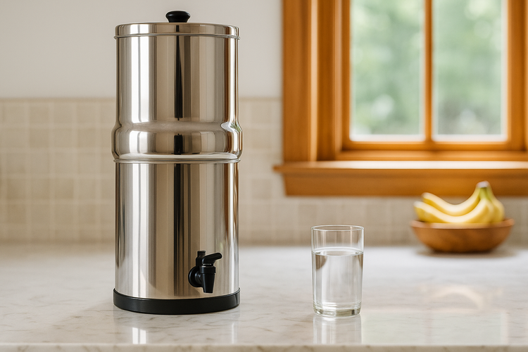 Gravity water filter for camping