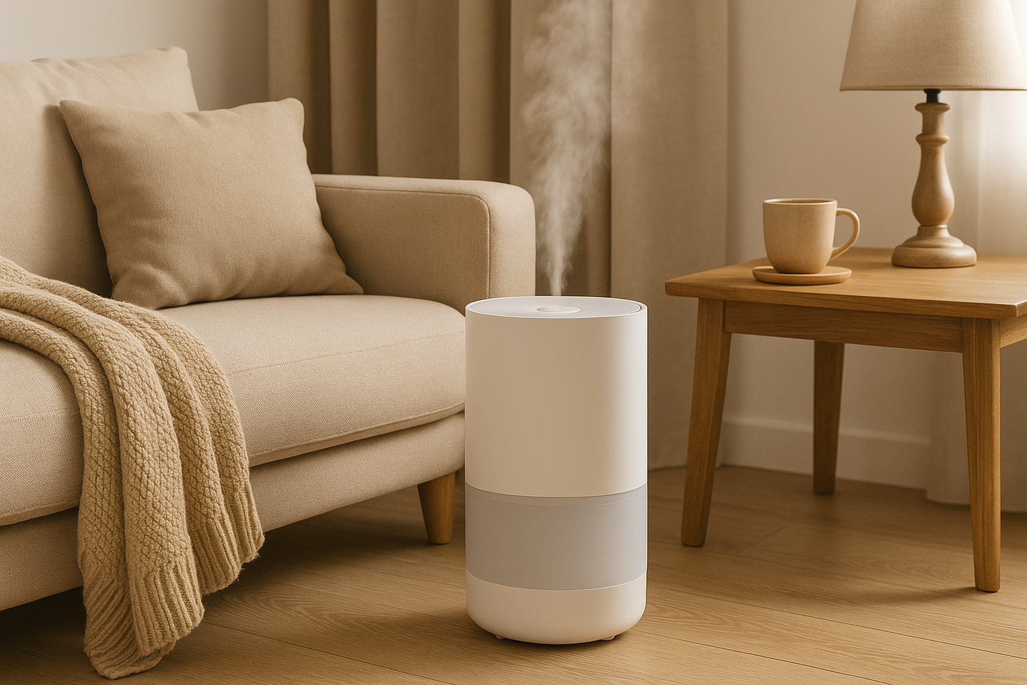 Humidifier in cozy home setting