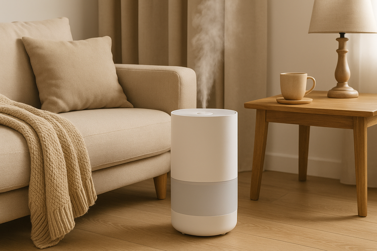 Humidifier in cozy home setting
