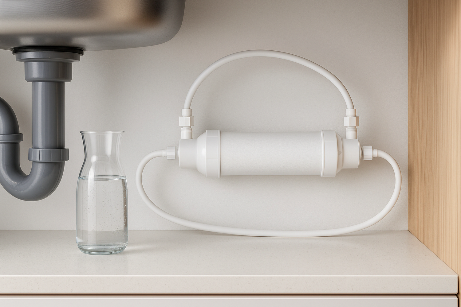 Inline water filter tube concept