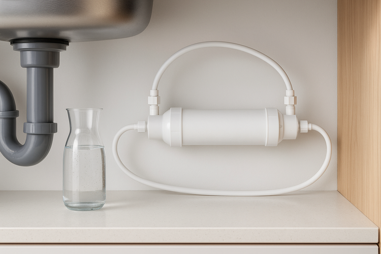 Inline water filter tube concept