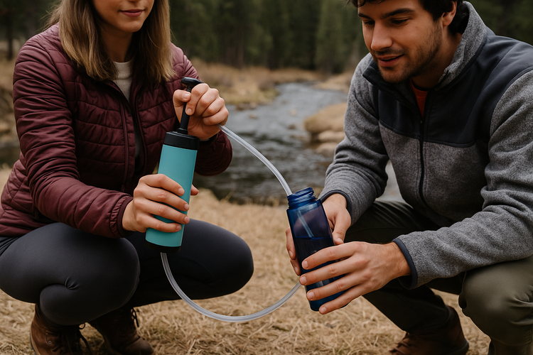 Portable water filter for camping trip