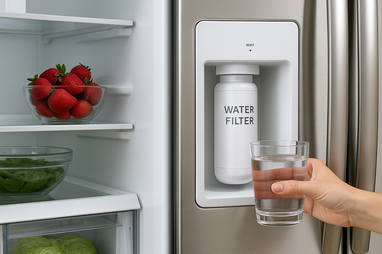 Refrigerator water filter close-up