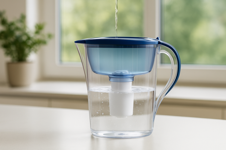 Clean water pitcher on dining table