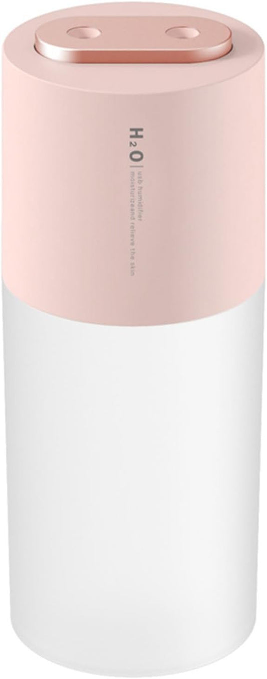 Mini Humidifier Portable USB Humidifier Double Spray Small Mist Humidifiers Desktop Humidifier for Car, Office, Indoor, Bedroom, Travel (Pink)