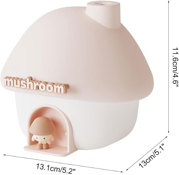 Cute Mushroom House Humidifier, Quiet Air Humidifier Rechargeable Aroma Diffuser Humidifiers with Night Light for Home Bedroom Office Car