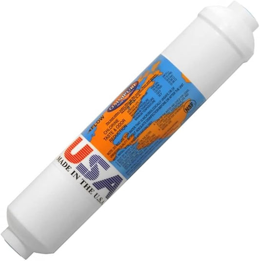 IPW Industries Inc-Omnipure - (K2520-JJ) - 10" x 2" 1 Micron Carbon Block Inline Filter 1/4" Quick Connect