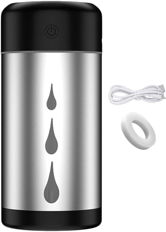Desk Cool Mist Humidifiers, Portable Car Humidifier Diffuser with Star Night Light, Mini Humidifier Essential Oil for Car Office Desktop Bedroom (Silver)