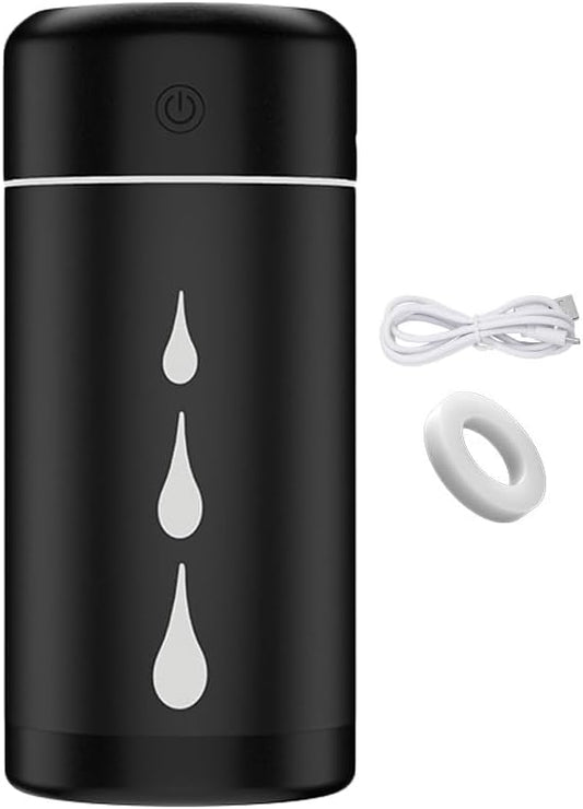 Desk Cool Mist Humidifiers, Portable Car Humidifier Diffuser with Star Night Light, Mini Humidifier Essential Oil for Car Office Desktop Bedroom (Black)