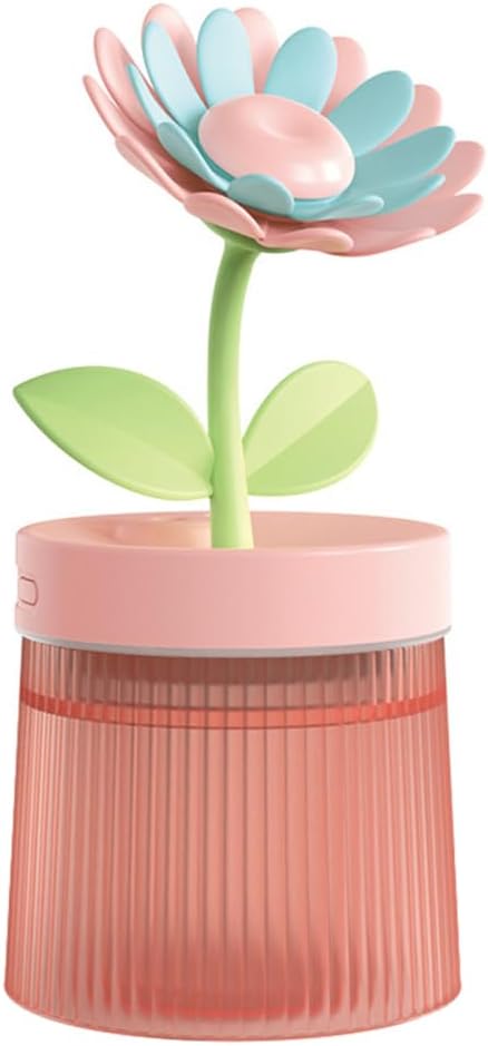 DONGKER Mini Humidifier,260ml 2 Mist Modes Cute Flower Desktop Humidifiers with Colorful Lights for Bedroom Home Office Indoor Car Travel