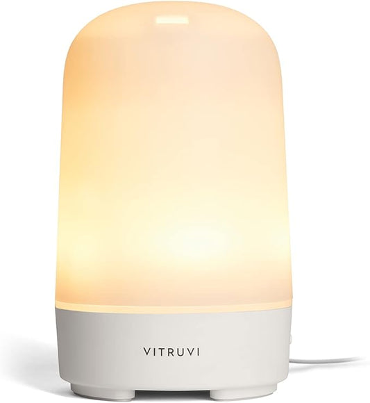 Vitruvi Glow Ultrasonic Essential Oil Diffuser | Aromatherapy Diffuser for Home, Kids Room, Room Decor (100 ml) White