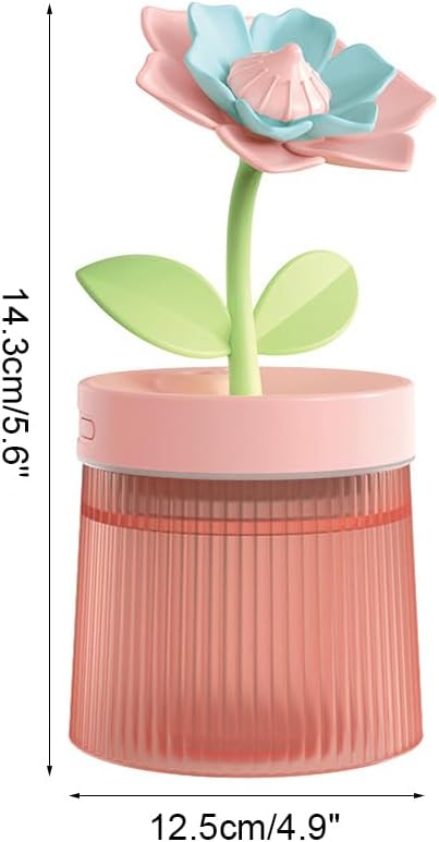 DONGKER Mini Humidifier,260ml 2 Mist Modes Cute Flower Desktop Humidifiers with Colorful Lights for Bedroom Home Office Indoor Car Travel