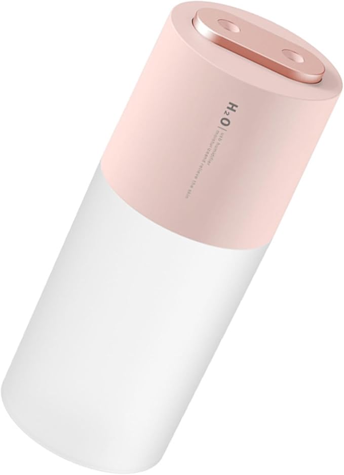 Mini Humidifier Portable USB Humidifier Double Spray Small Mist Humidifiers Desktop Humidifier for Car, Office, Indoor, Bedroom, Travel (Pink)