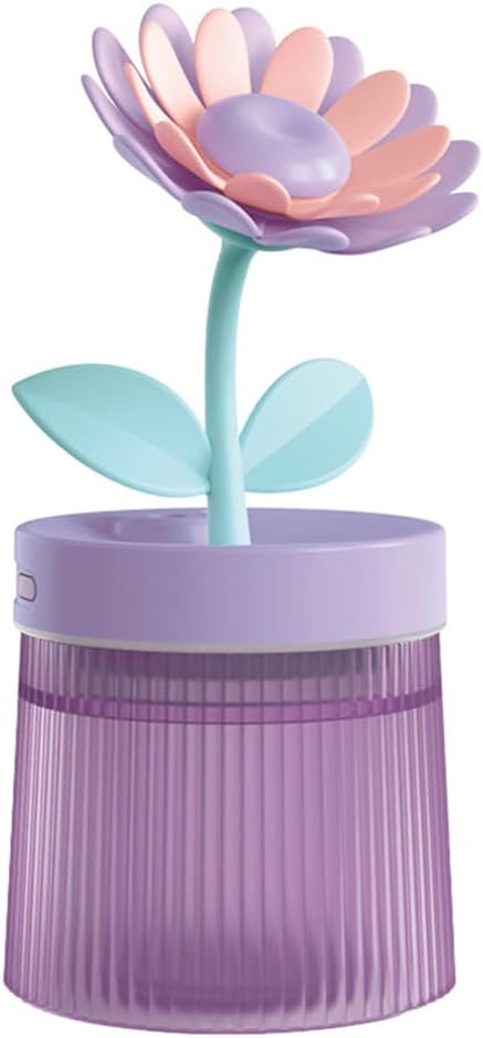 DONGKER Mini Humidifier,260ml 2 Mist Modes Cute Flower Desktop Humidifiers with Colorful Lights for Bedroom Home Office Indoor Car Travel