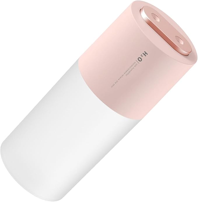 Mini Humidifier Portable USB Humidifier Double Spray Small Mist Humidifiers Desktop Humidifier for Car, Office, Indoor, Bedroom, Travel (Pink)
