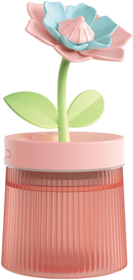 DONGKER Mini Humidifier,260ml 2 Mist Modes Cute Flower Desktop Humidifiers with Colorful Lights for Bedroom Home Office Indoor Car Travel