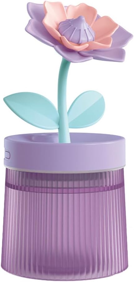 DONGKER Mini Humidifier,260ml 2 Mist Modes Cute Flower Desktop Humidifiers with Colorful Lights for Bedroom Home Office Indoor Car Travel