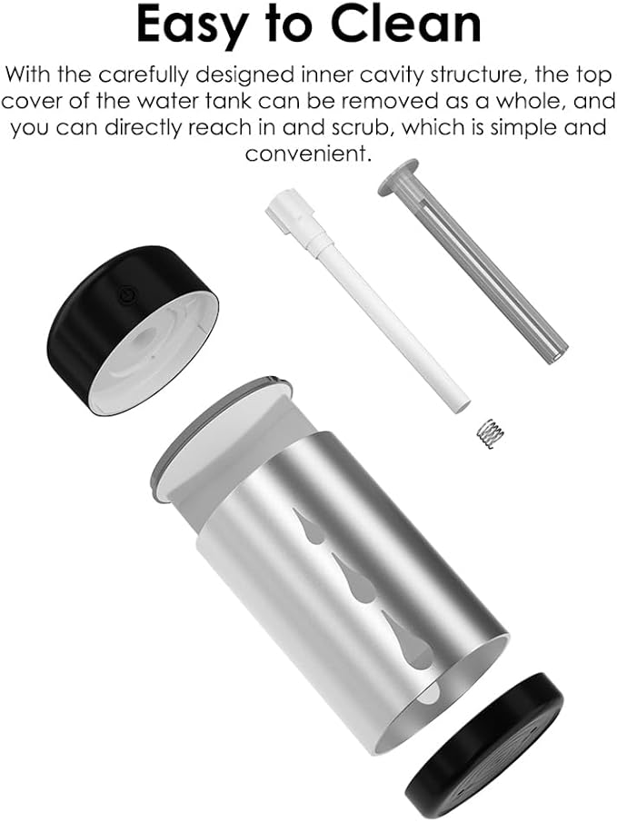 Desk Cool Mist Humidifiers, Portable Car Humidifier Diffuser with Star Night Light, Mini Humidifier Essential Oil for Car Office Desktop Bedroom (Silver)
