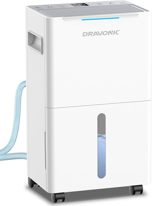 21 Pints Dehumidifier for Basement - 1500 Sq.ft Dehumidifiers for Home, Bedroom & Bathroom with Continuous Drain Hose, Intelligent Humidity Control, 3 Smart Modes Deshumidificador (White)