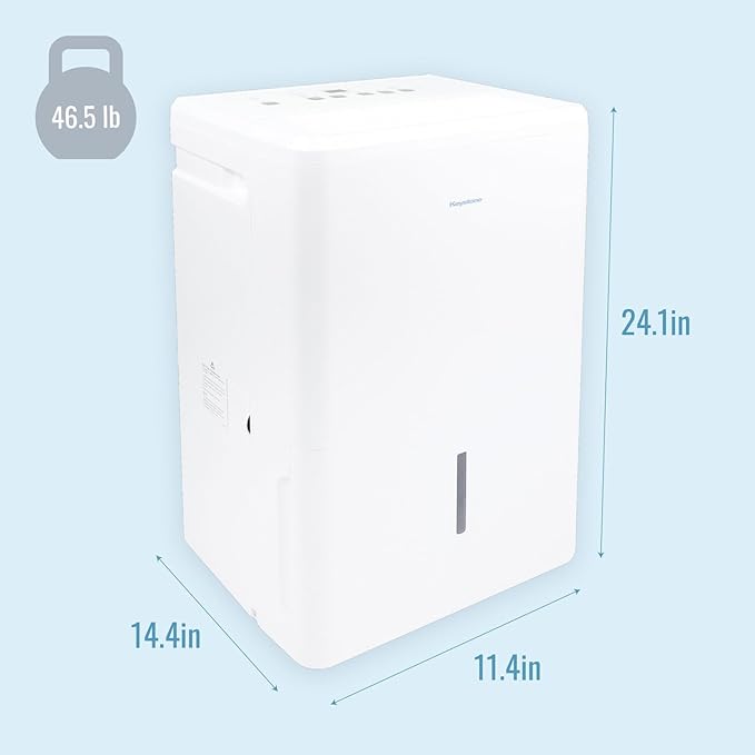 Keystone 50-Pint Portable Dehumidifier, 115V, Dehumidifier for Rooms up to 4500 Sq.Ft, Moisture Absorber For Basement, Garage, Living Room with Pump, White