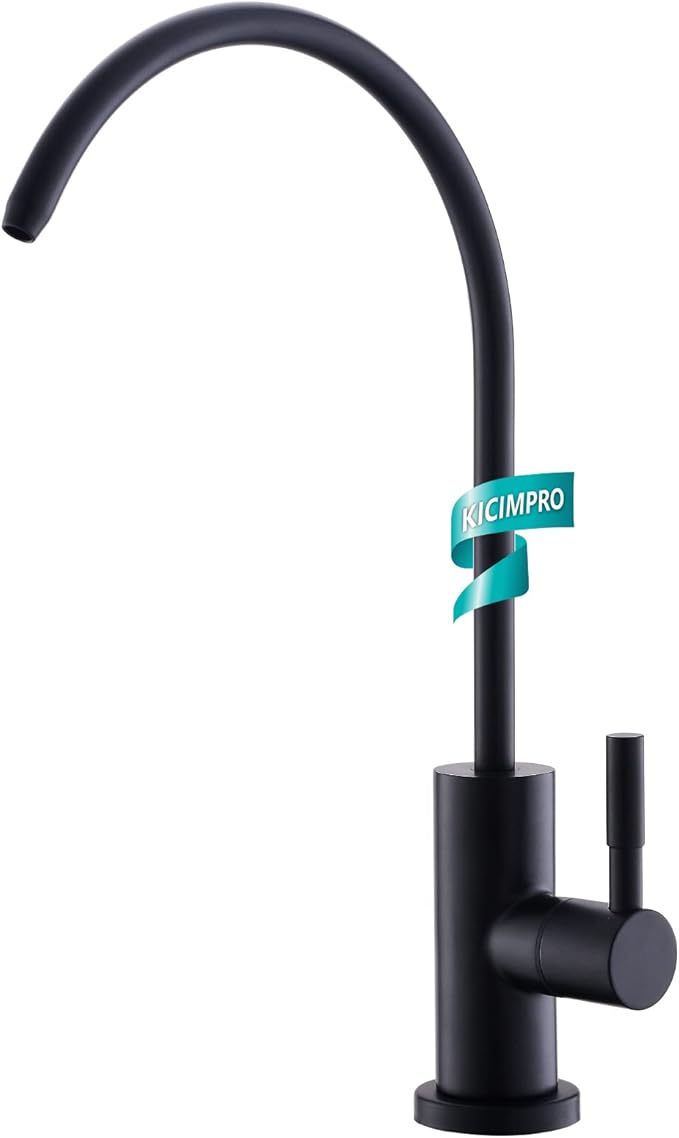 Kicimpro Stainless Steel Matte Black Finish RO Faucet Kitchen Water Filter Faucet for 0.59-1.37 Inches Sink Holes, 10.3 Inches Height Bar Sink Faucet