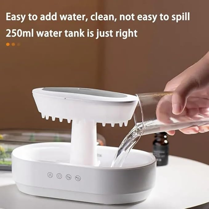 Humidifiers for Bedroom, 250ML Essential Oil Diffuser, Aromatherapy Diffuser, with 7-Color Mood Light, Quiet Raindrop Cool Mist Air Humidifier for Bedroom, Office, Nursery, Plants- White