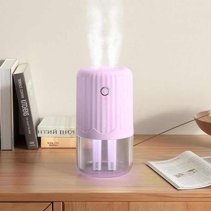 Small Humidifier,400ml Bedroom Night Lights Humidifiers Silent Operation with Colorful Night Light & Silicone Sealing Ring for Car Travel Office Bedroom
